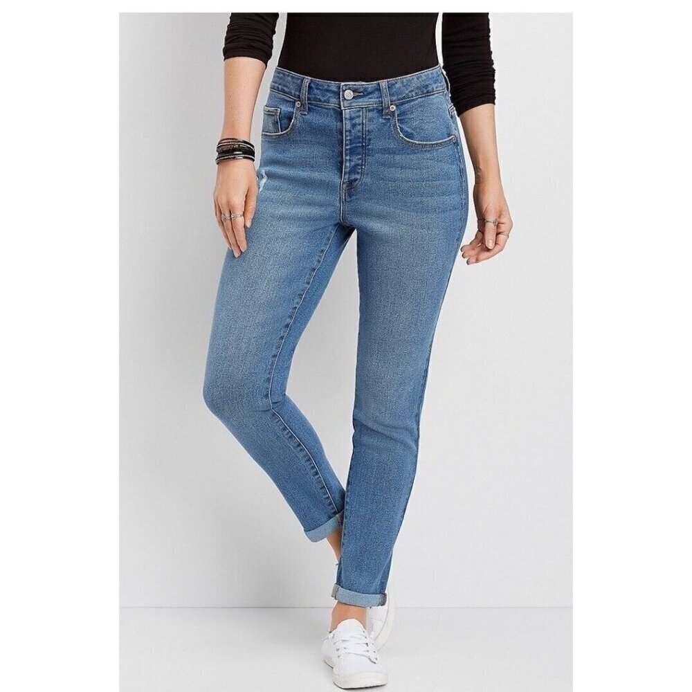 Maurice Womens Vintage Jeans High Rise Girl Friend 8-R Style 113813 Light Wash